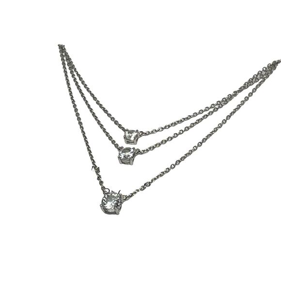 Sterling Silver Lab Sapphire (1.5 cts.)Layered Necklace Stunning Luxury Chic NEW - Picture 14 of 16